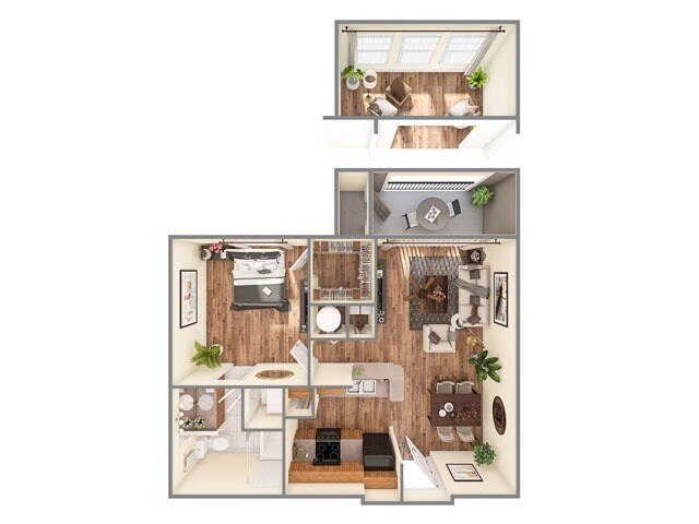 1 Bed • 1 Bath 130 floor plan
